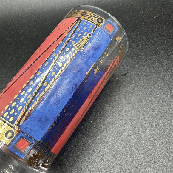 Georges Briard Glasses Gold Barware Tall Highball Patriotic Red Blue MCM Eagle - Picture 11 of 15